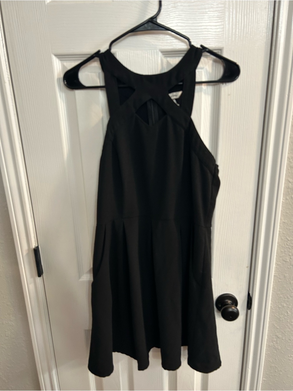 Speechless Juniors Black High Neck Sleeveless Fit & Flare Short Dress Sz Large